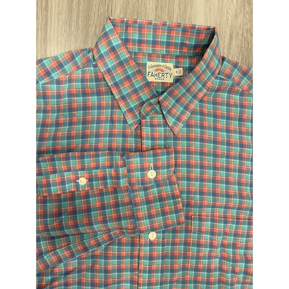 Faherty Laguna Pink Gray Long Sleeve Linen Button Front Shirt Men's Small *Flaws